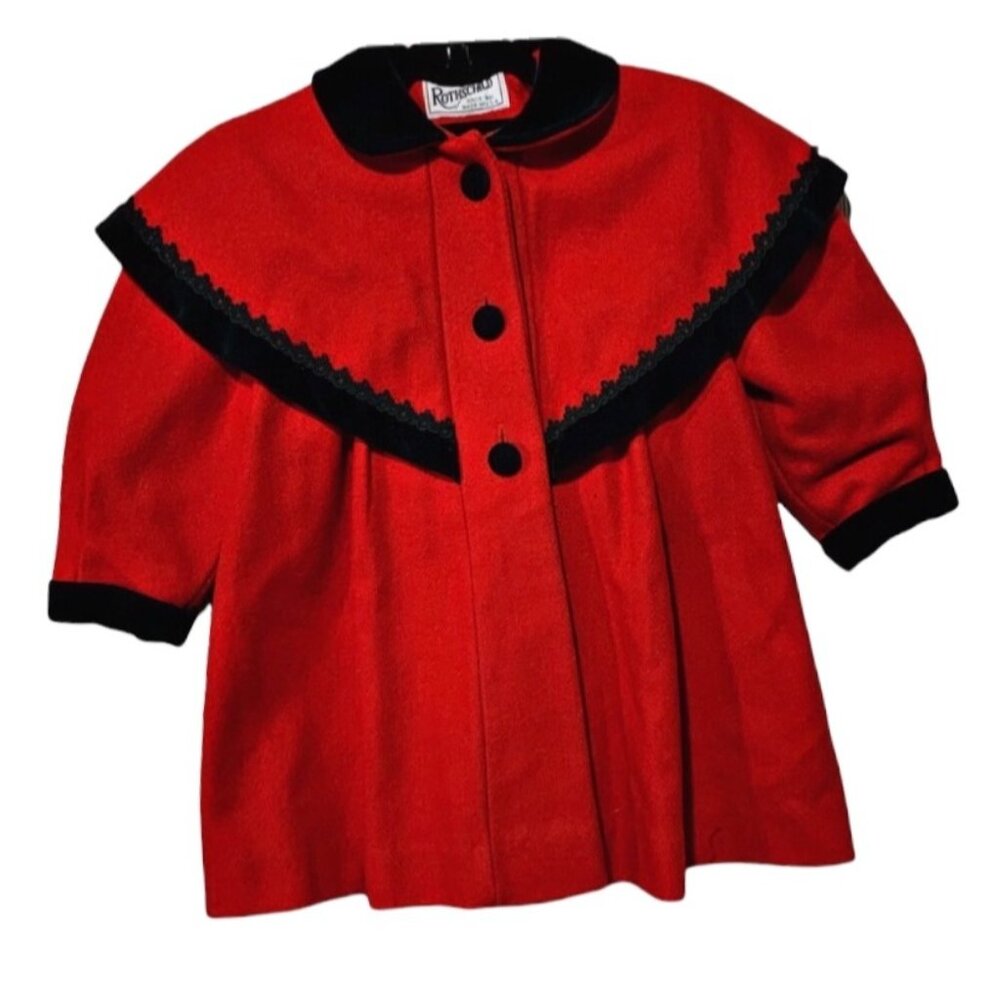 Vintage Wool Rothschild Velvet Detailed Pleated Coat Union Tag USA